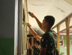 TMMD ke-127 Kediri Sasar Sekolah Negeri hingga Swasta, Satgas Lakukan Pengecatan di Desa Gadungan