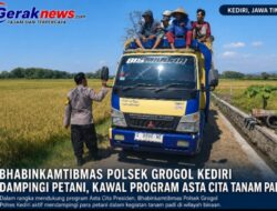 Bhabinkamtibmas Polsek Grogol Kediri Dampingi Petani, Kawal Program Asta Cita Tanam Padi