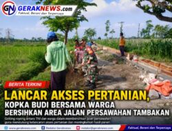 Lancar Akses Pertanian, Kopka Budi Bersama Warga Bersihkan Area Jalan Persawahan Tambakan