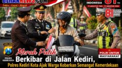 Merah Putih Berkibar di Jalan Kediri, Polres Kediri Kota Ajak Warga Kobarkan Semangat Kemerdekaan