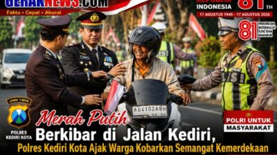 Merah Putih Berkibar di Jalan Kediri, Polres Kediri Kota Ajak Warga Kobarkan Semangat Kemerdekaan